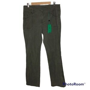 NWT Worn Womens Mikki Rise Pants Size‎ 16/33 Boot Cut Mid Rise Olive Green